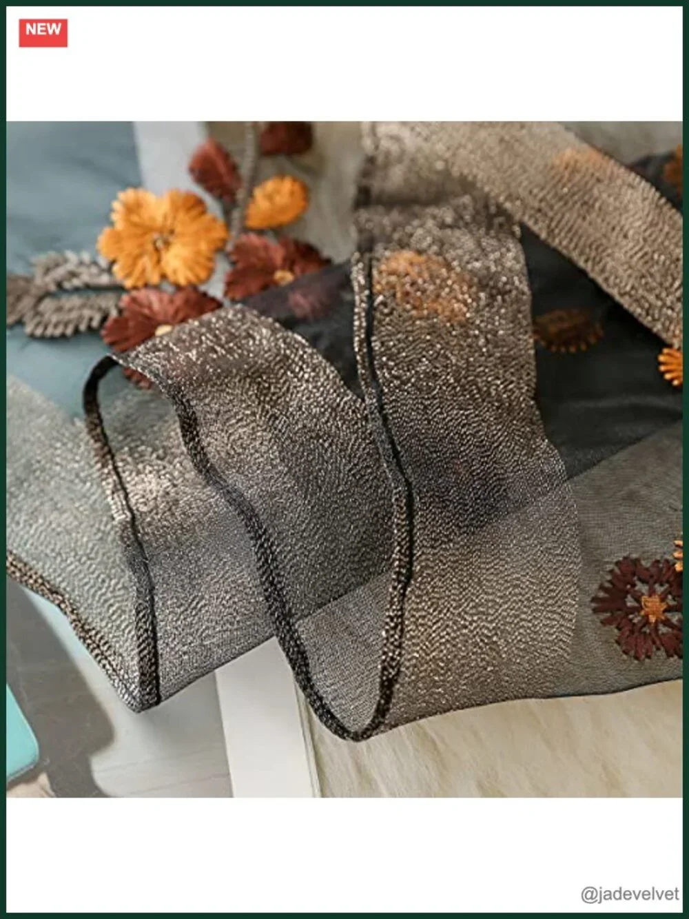 Silk Blend Embroidered Fashion Scarf Lightweight Shawl Wrap